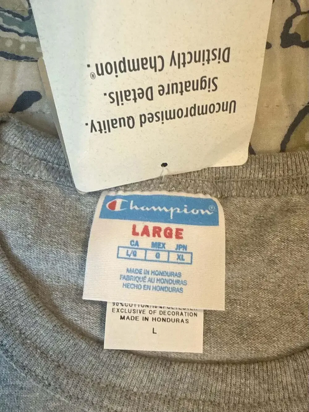 Champion Men's Heritage Tee Big C Patch Logo Gray T-Shirt - Picture 5 of 5
